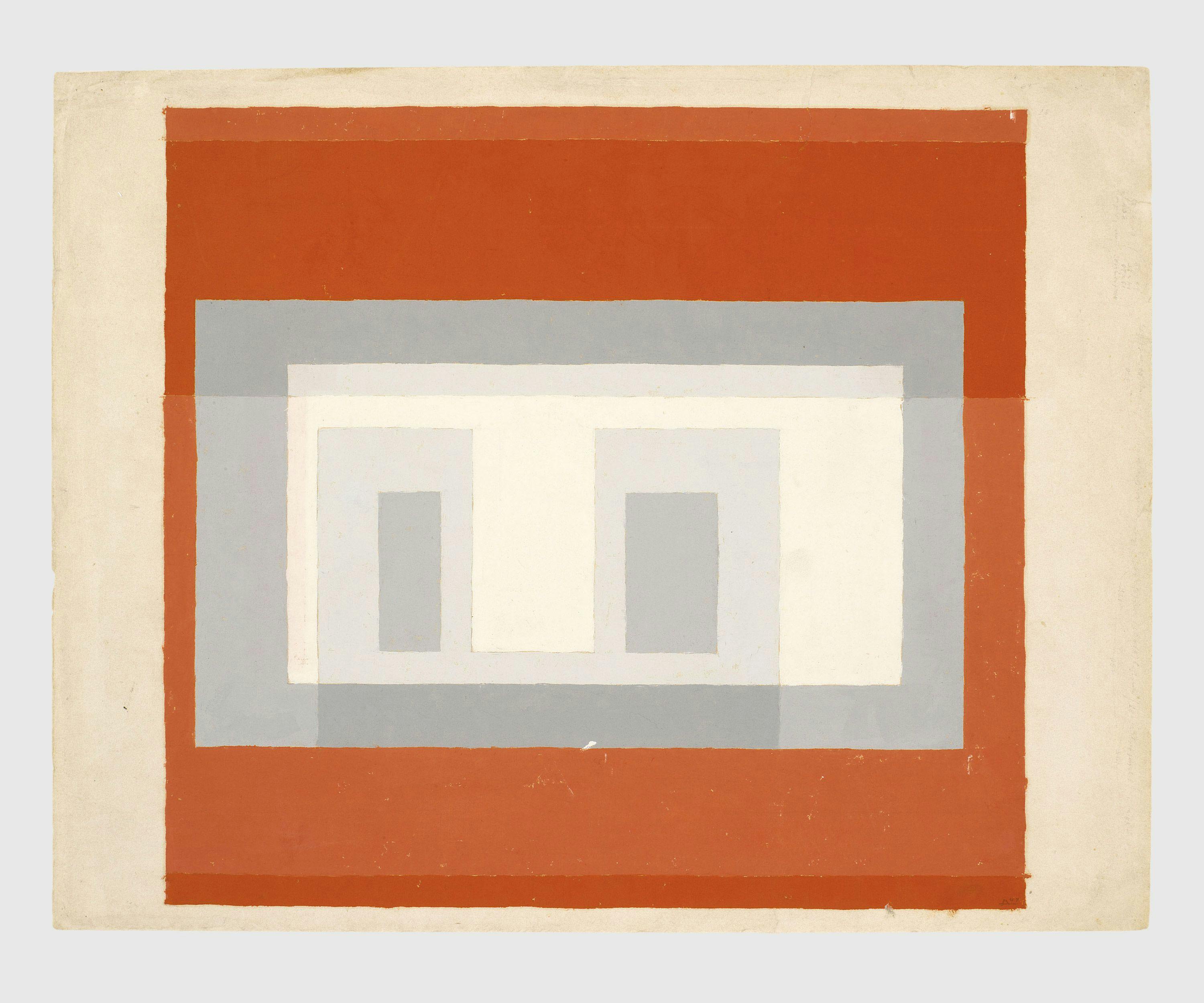 A painting by Josef Albers, called Untitled Study for a Variant, Adobe, dated 1947.